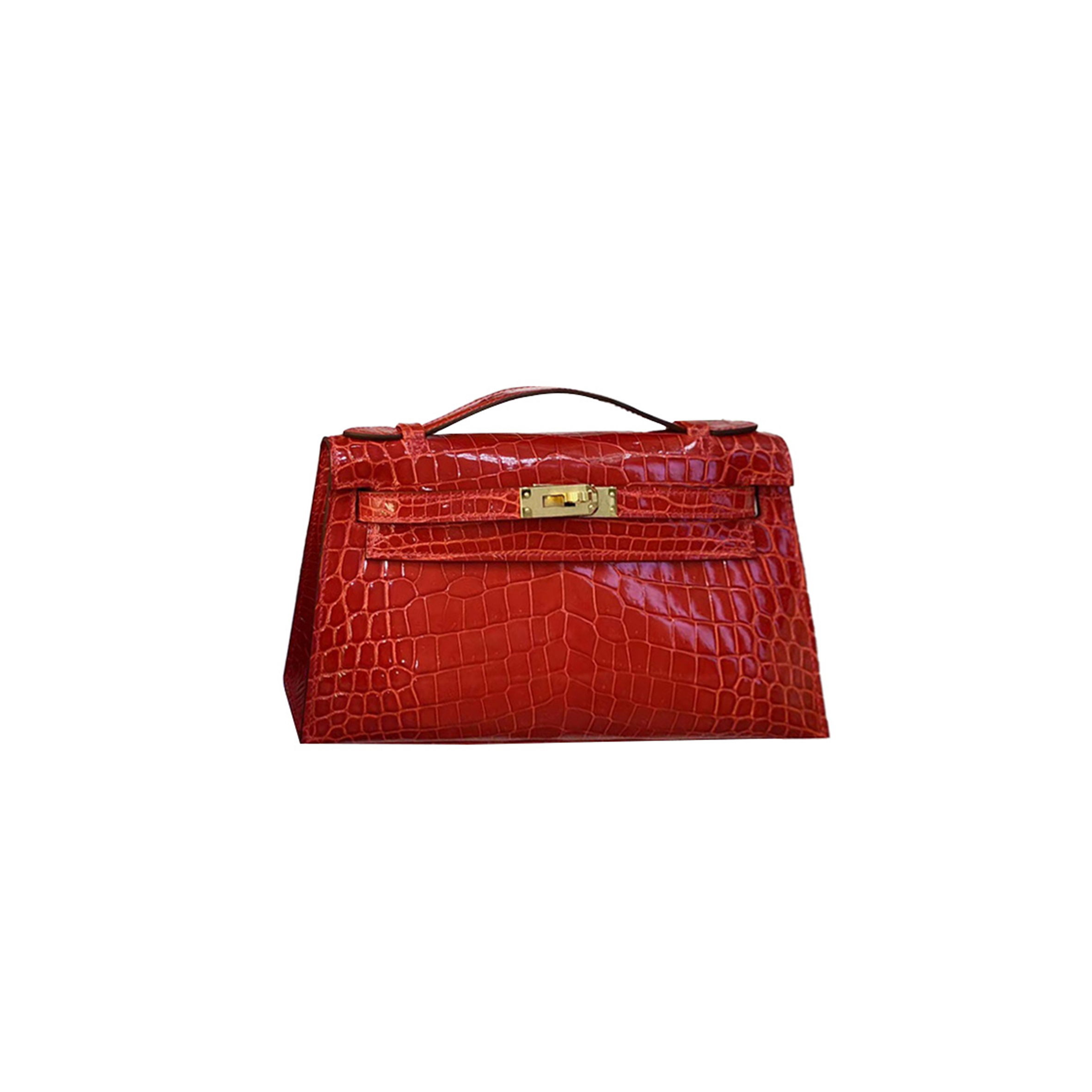 HERMÈS MASTER MINI KELLY POCHETTE GLOSSY CROCODILE (22*14*7cm)